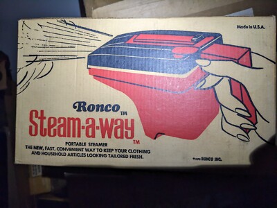 New In Box Vintage 1970 Ronco Portable Steam-A-Way Clothing Garment Steamer