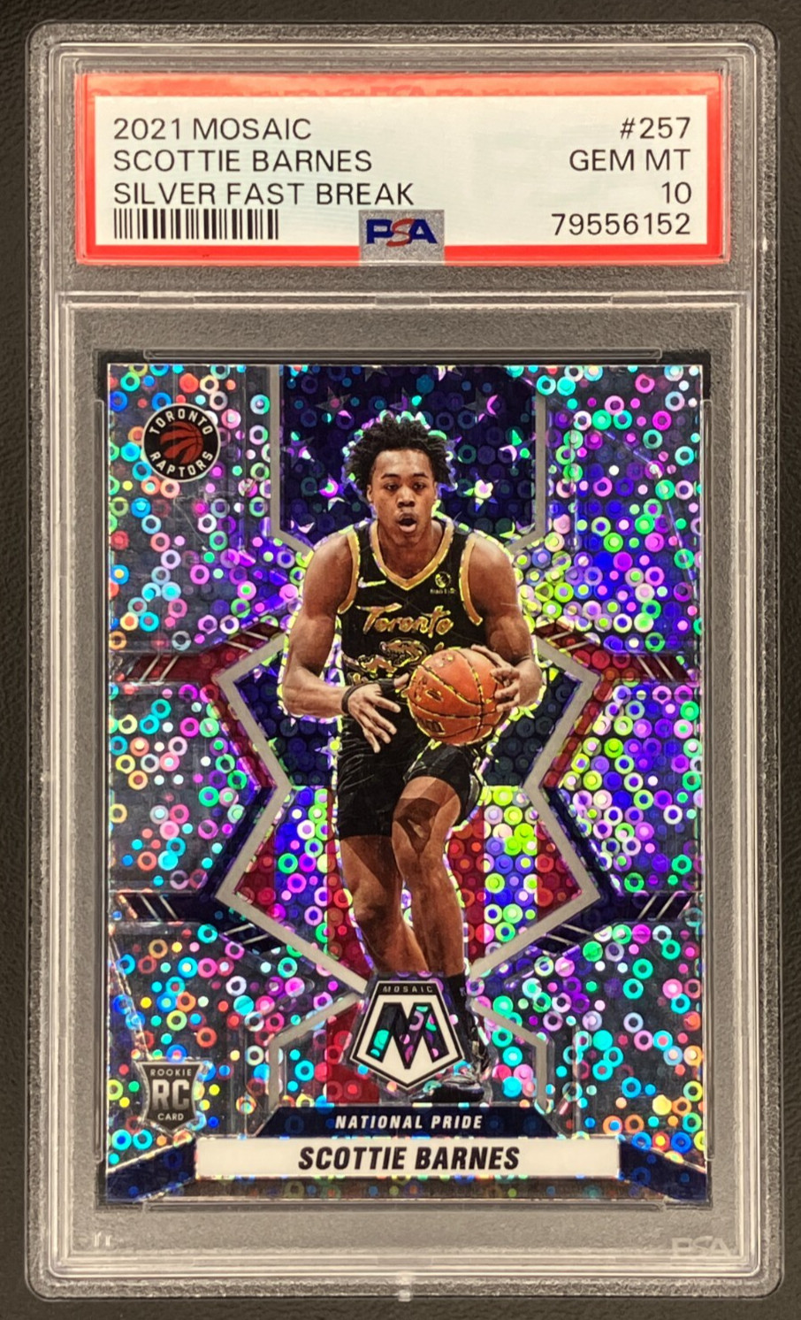 Scottie Barnes 2021-22 Panini Mosaic Silver Fast Break Prizm #257 RC PSA 10