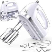 Hand Mixer Electric 400W Food Mixer 5 Speed Handheld Stainless Steel/White