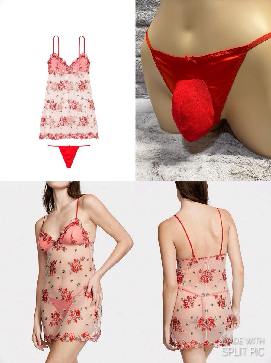 27-40 M VICTORIAS SECRET Trans Women Men Red Satin Lingerie