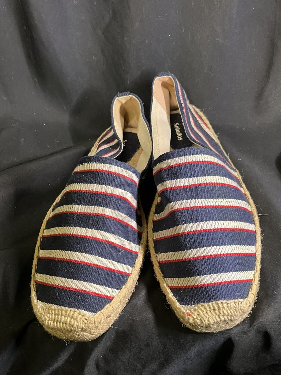 Soludos Men\'s Original Navy and Red Striped Espadrilles The Original Espadrille | Navy-Ivory-Red Woven Men main image 2