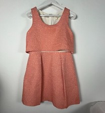 Anthropologie Erin by Erin Fetherston Coral Tiered Shift Dress Sz 10 Sleeveless