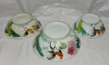  chinese porcelain Rooster Bowls - Set of 3  "Ji Gong Wan" 1900s  #5739