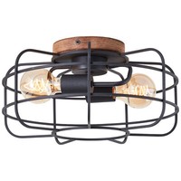 Brilliant Lampe Gwen Deckenleuchte 40Cm Antik Holz/Schwarz Korund Metall/Bambus