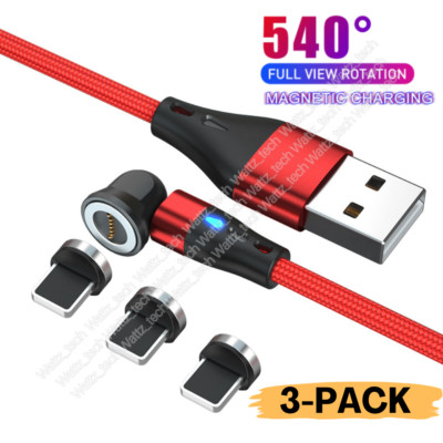 3 Pack Magnetic Phone Charger Charging Cord Cable For iPhone 14 13 12 11 Pro Max