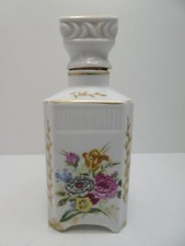 VINTAGE CONTINENTAL PORCELAIN PAINTED FLORAL BOTTLE DECANTER