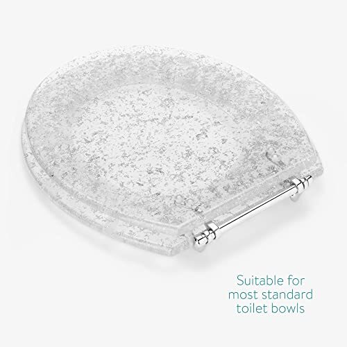 Glitter Toilet Seat Transparent Toilet Seat with Sparkly Silver