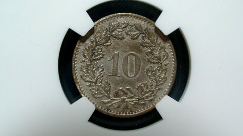 1876B SWITZERLAND TEN RAPPEN NGC AU 10R Coin PRICED TO SELL NOW! - Picture 3 of 4