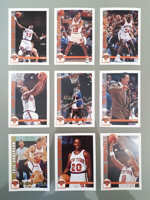 1992-93 NBA Hoops 13 New York Knicks Cards; Rookie, Patrick Ewing, John Starks