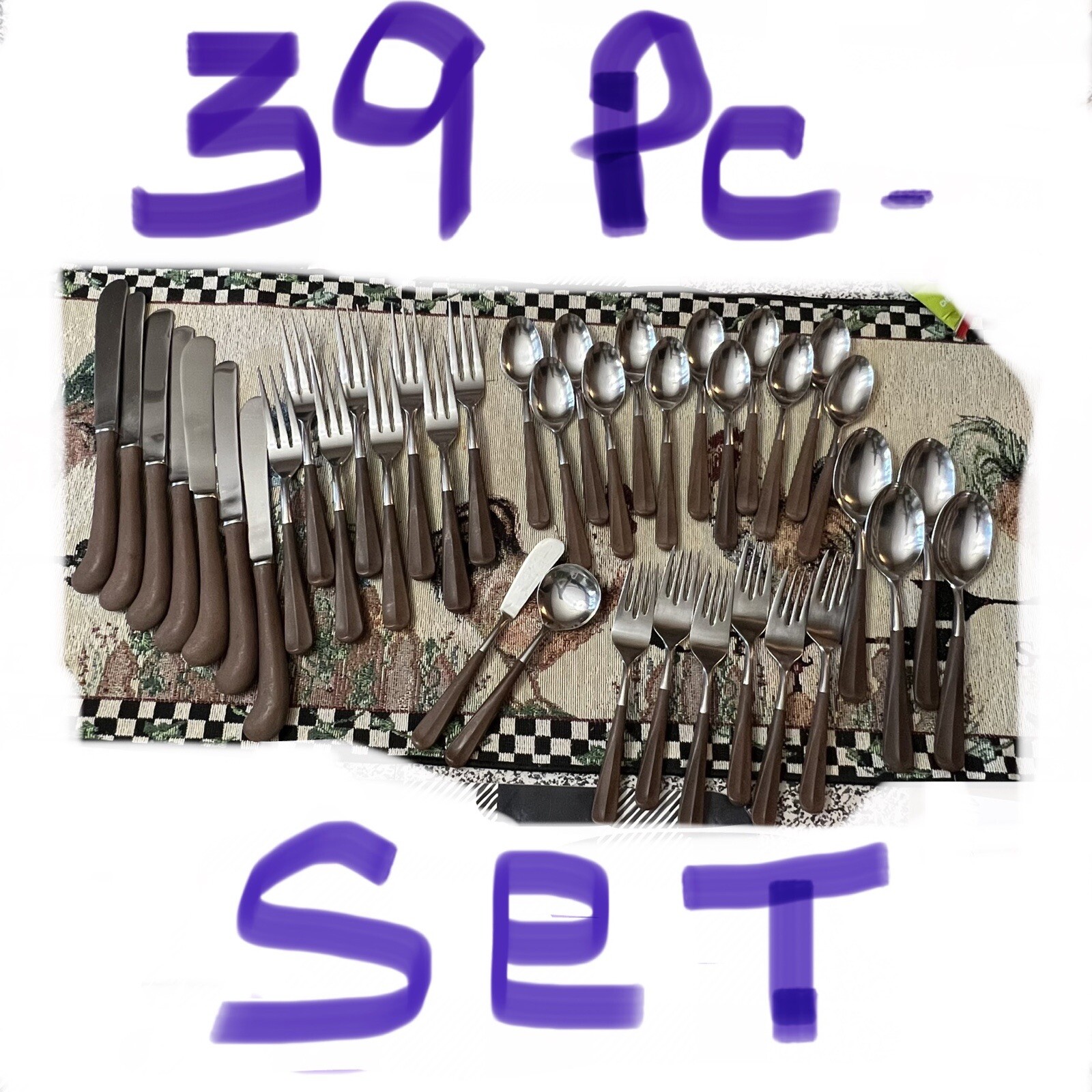 Vintage Ekco Eterna Stainless Flatware Pistol Grip Japan 39pcs