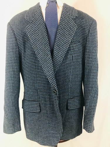 Lubiam LBM Italy Blue Check Wool Blend 1 Button Blazer Jacket US 40R, EURO 50R