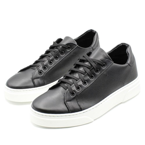 Sneakers Uomo in Pelle Basse Nere Scarpe da Ginnastica Sportive Eleganti  Casual | eBay