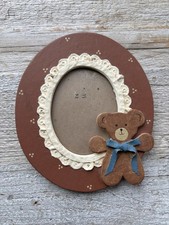 VINTAGE Handmade Teddy Bear Picture Frame, 6.25  X 7  , 3x4 Photo, Nursery