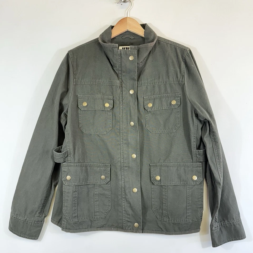 Kut From The Kloth Womens XL Olive Green Canvas Military Utility Jacket Coat - Image 2 of 4