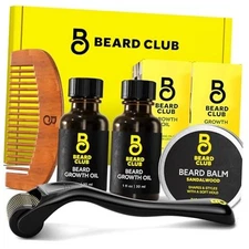  - Derma Roller, Beard Growth Oil (2PK), Sandalwood Enhanced Beard Growth Kit
