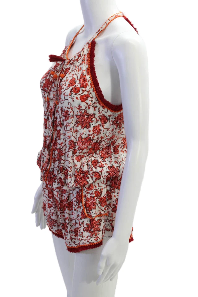 Poupette St. Barth Womens Floral Romper White Size M - Image 2 of 4