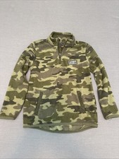 Eddie Bauer Kids Fleece Pullover Size XS 5/6 Green Camo Quarter Zip Warm Jacket