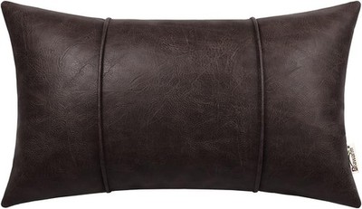 BRAWARM Coffee Leather Throw Pillow 20'' x 12'' (Pack of 1), 