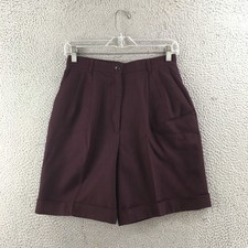 Talbots Shorts Womens 6 Burgundy Wool Dress Flat Front Lined Zip Fly Casual