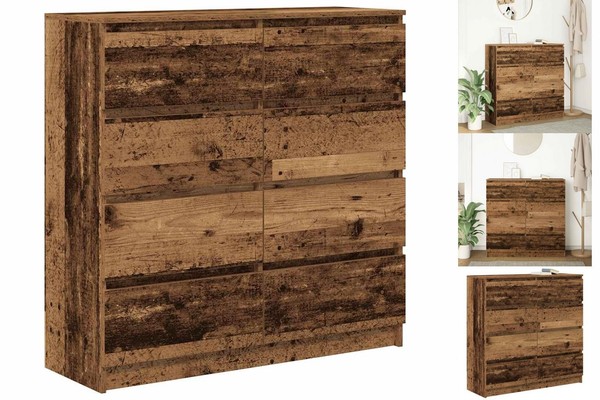 Kommode Schubladenschrank Sideboard Altholz-Optik 100X35X99 Cm Holzwerkstoff-image
