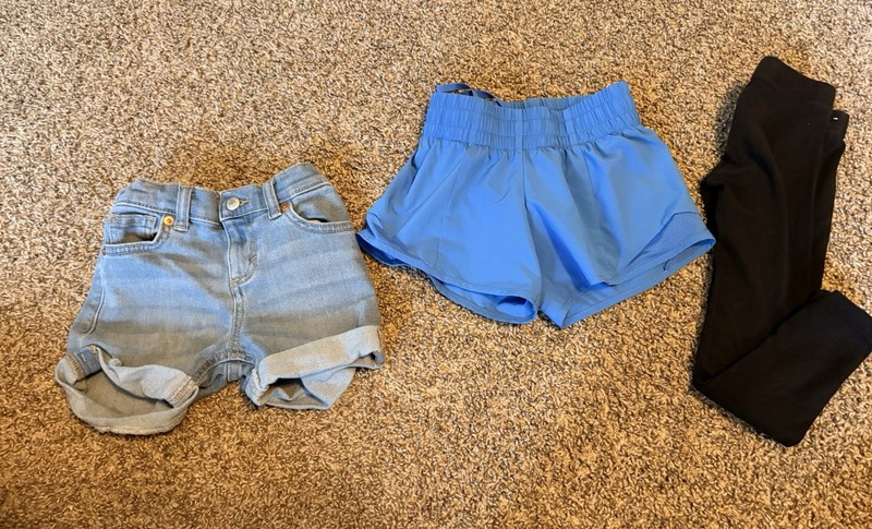 Girls Blue Shorts Lot - Elastic Waist Pull On Style