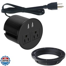 Desk Power Grommet with USB Ports 3.15 Inch Desktop Outlet Recess