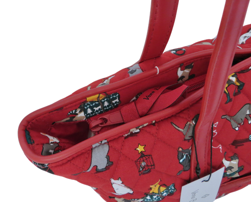 Neu Neu mit Etikett Vera Bradley Urlaub Katzen Kätzchen Weihnachten kleine getrimmte Beuteltasche Handtasche ROT - Bild 6 von 16