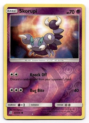 Skorupi 82/236 Common Unified Minds Pokemon Reverse Holo HP