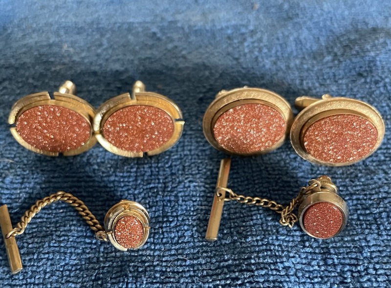 Vintage Cuff Links-2 Pairs With Tie Tacks