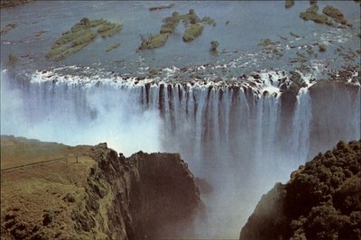 Victoria Falls Livingstone Zambia Aerial view vintage postcard r686