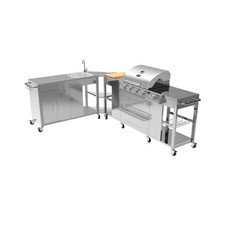 Boss Grill Texas Premium Modular Outdoor Kitchen - 4 Burner Gas B IQBBQCORNKITSS