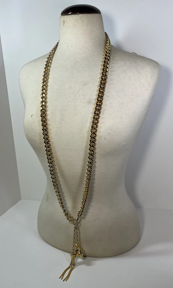 "Cinturón de cadena grueso dorado de diseñador de colección borla tigre chantiana 44"" Christian Dior? Foto 4 de 4