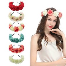 Women Floral Crown Flower Headband Hairband Wedding Hair Party Garland K .DECO