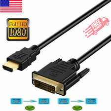 New HDMI to DVI-D 24 1 Pin Monitor Display Adapter Cable Male/Male HD HDTV 6 FT