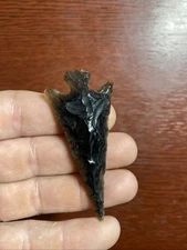 MLC s7637 2 5/8” Meso-American Translucent Obsidian Arrowhead Artifact