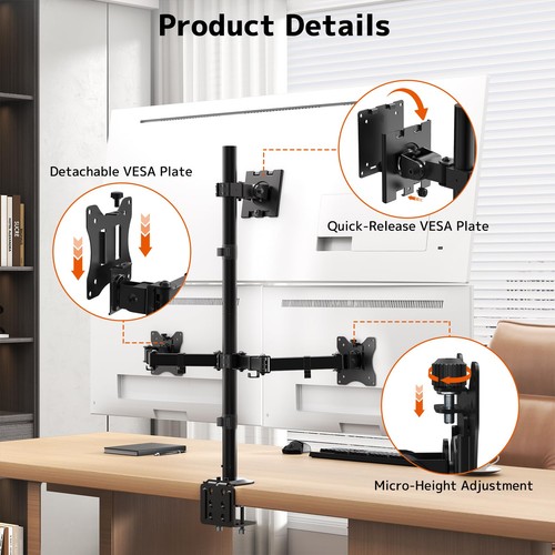 PUTORSEN Triple Monitor Mount for Up to 49" Ultrawide and 32" Monitors per Si... - 第 6/7 張圖片
