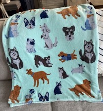 Mint Green Multi Dog Breed Fleece Blanket . Super Soft. 56x64