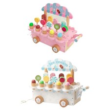 Wooden Ice Cream Counter Playset Ice Cream Toy Early Educational Toys Wooden