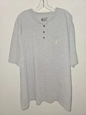 Carhartt Loose Fit 3 Button Henley 2xl Xxl Mens Gray Heavyweight Shirt