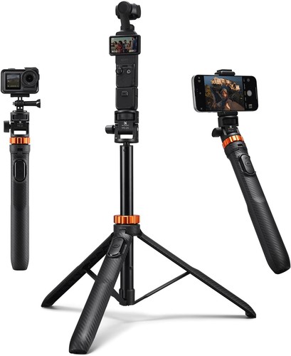 K&F CONCEPT 175cm Phone Selfie Stick Tripod for iPhone 17/16/15, GoPro Hero, DJI