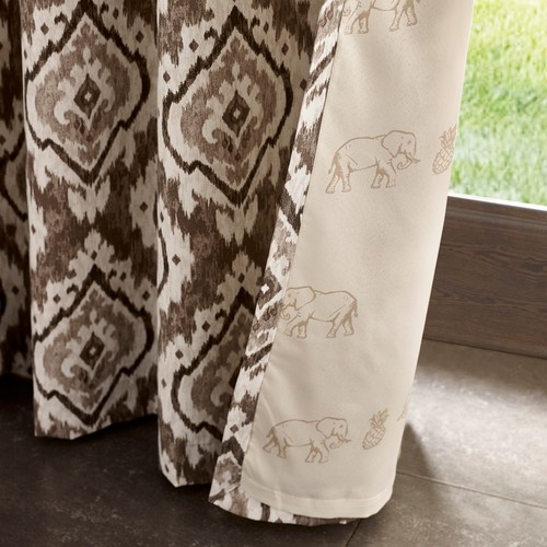 Pineapple Elephant Suri Geo Diamond Motif Lined Eyelet Curtains Pair Natural - Picture 44 of 50