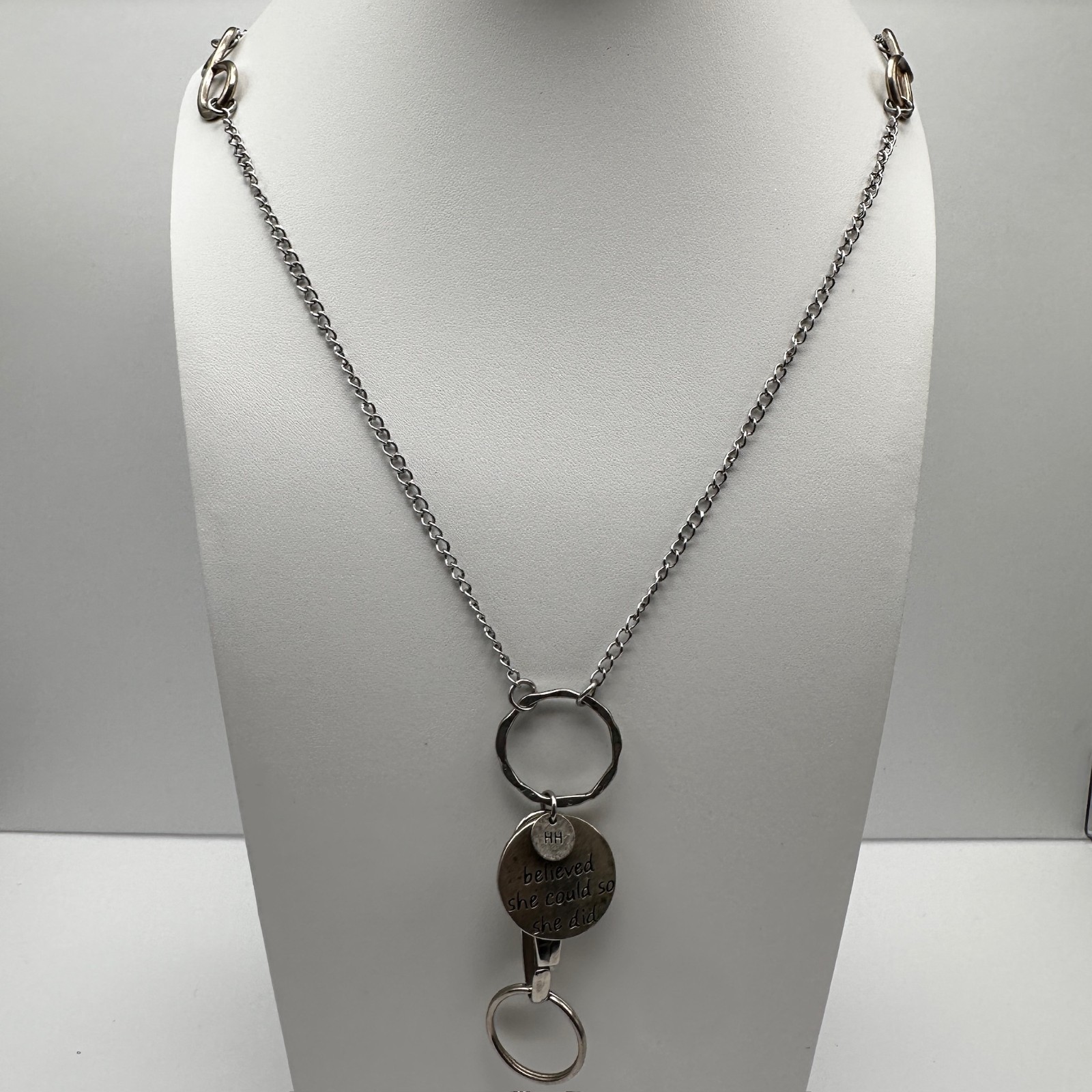 Vintage Silver Tone Infinity Loop Inspirational Q… - image 2