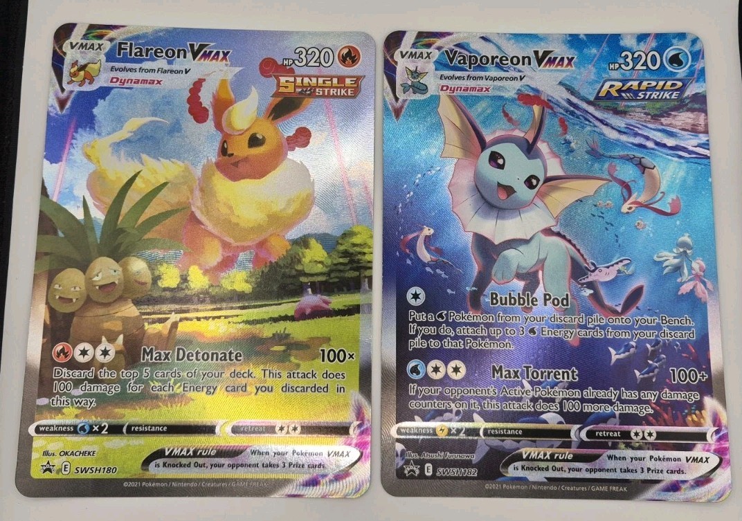 Vaporeon & Flareon VMAX Jumbo Cards - FOIL - SWSH182 SWSH180 Pokemon TCG