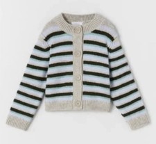 NWOT Zara Big Girls Striped Knit Cardigan Sweater in Gray, Blue  Green 11-12
