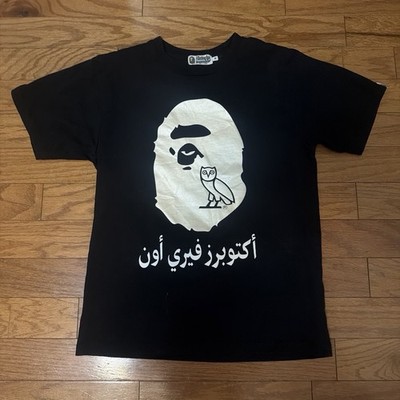 A Bathing Ape BAPE Men's Black Graphic Logo Crew Neck Short Sleeve T-Shirt M