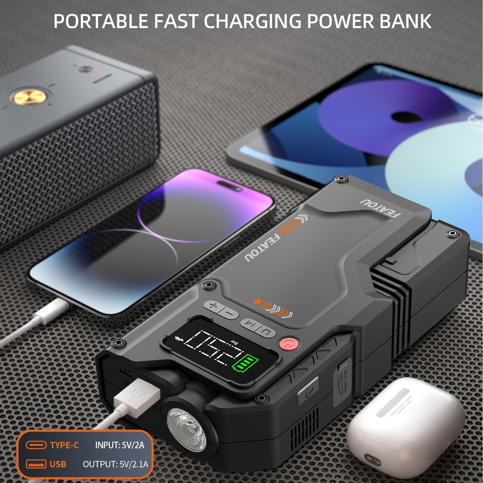 Featou 8000A Car Jump Starter Power Bank With Air Compressor Battery Booster AU — image 5