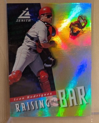 1998 Pinnacle Zenith RAISING THE BAR 6 Ivan Rodriguez Rangers Refractor HOF RARE