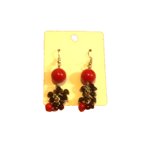 Boucles d'oreilles pendantes perles rouges & noires : le cadeau de luxe idéal pour femme