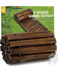 Reliancer 8' Wooden Garden Pathway,Outdoor Roll Out Cedar Straight Walkway