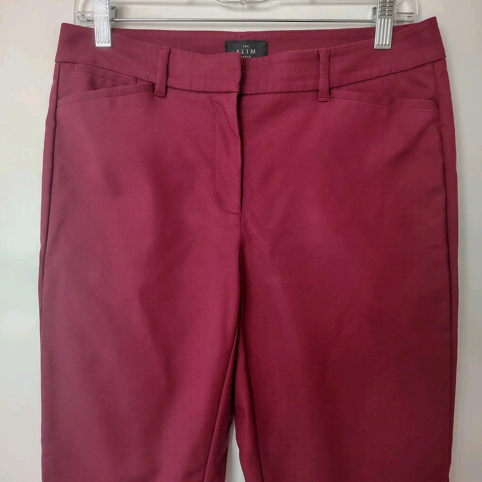 Pantalones de vestir ajustados al tobillo White House Black Market para mujer 4 borgoña oficina carrera Foto 3 de 4